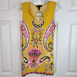INC International Tank Top Medium Mustard Yellow‎ Knit Lightweight Sleeveless